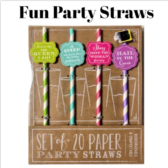 NIP Set of 20 Paper Party Straws In 4 Fun Designs - Picture 1 of 9